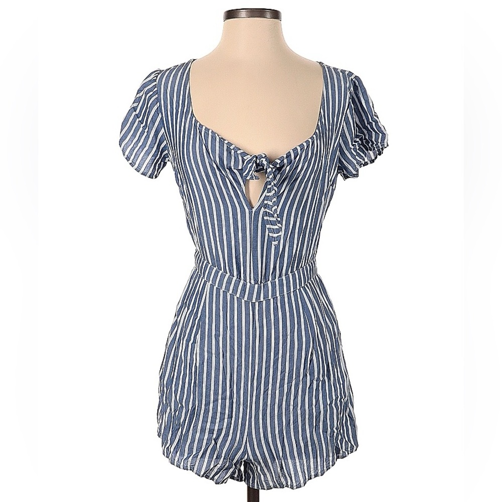 Hollister Blue White Stripe Romper - small